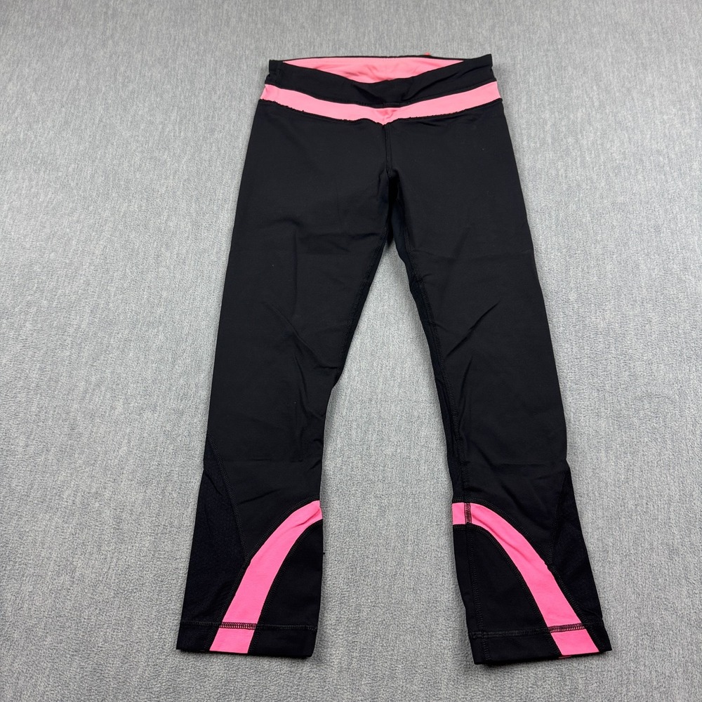 Lululemon Leggings Womens 4 Black Run Inspire Crop II 22" Yoga Gym Pants